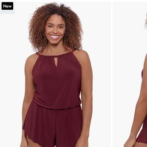 Aqua Green Women's One Piece in Deep Burgundy